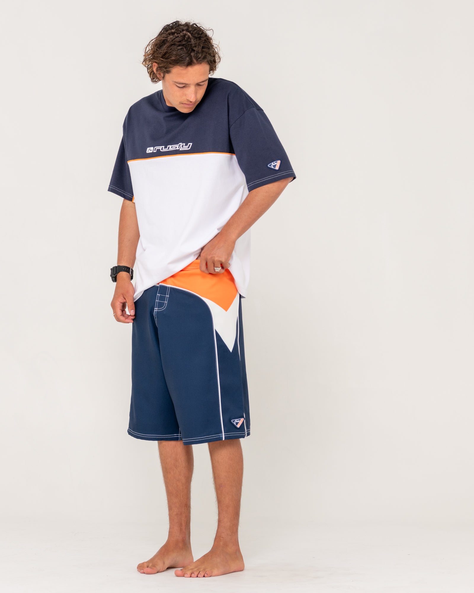 Mens Straight Pipe Fixed Waist Boardshorts