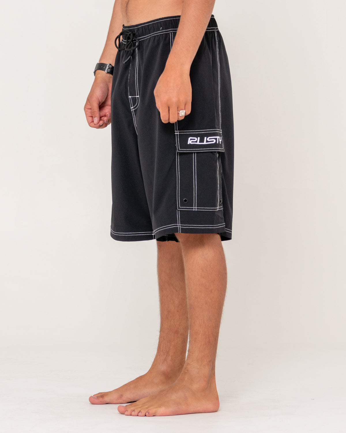 Mens Pick Pocket Elastic Waist Boardshorts