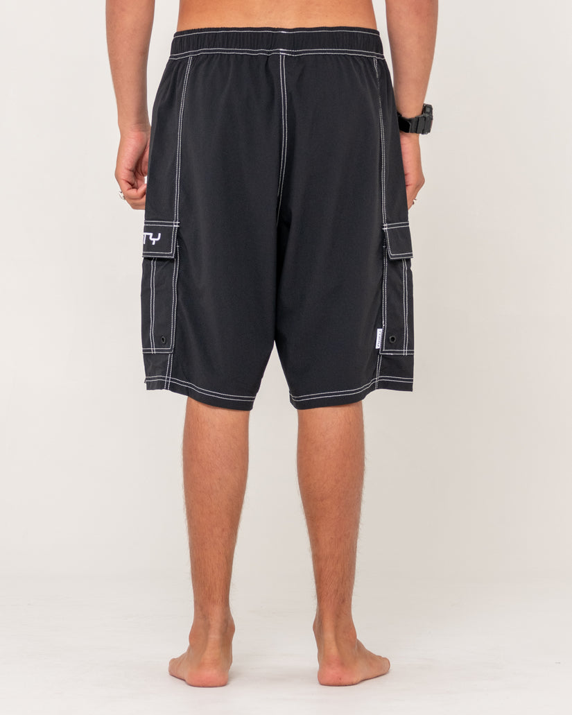 Mens Pick Pocket Elastic Waist Boardshorts