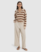 WOMENS QUARTER ZIP ISLA STRIPED JUMPER