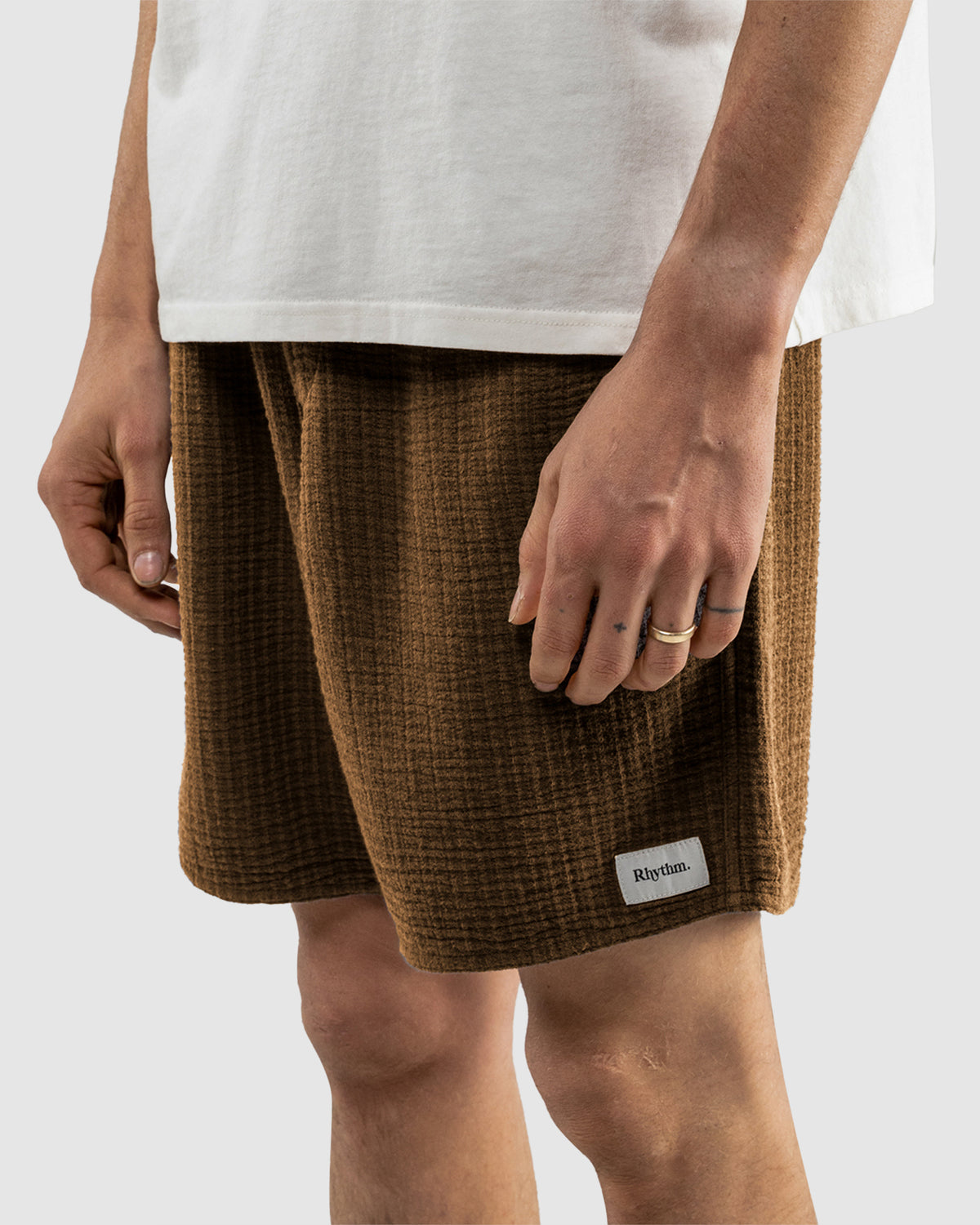 Mens Textured Linen Walkshorts