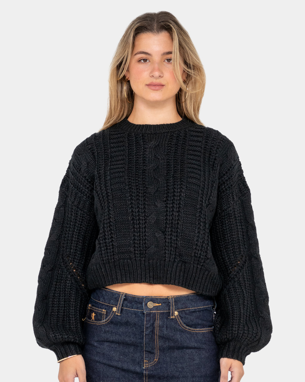 Womens Folktale Crop Chunky Knitted Sweatshirt