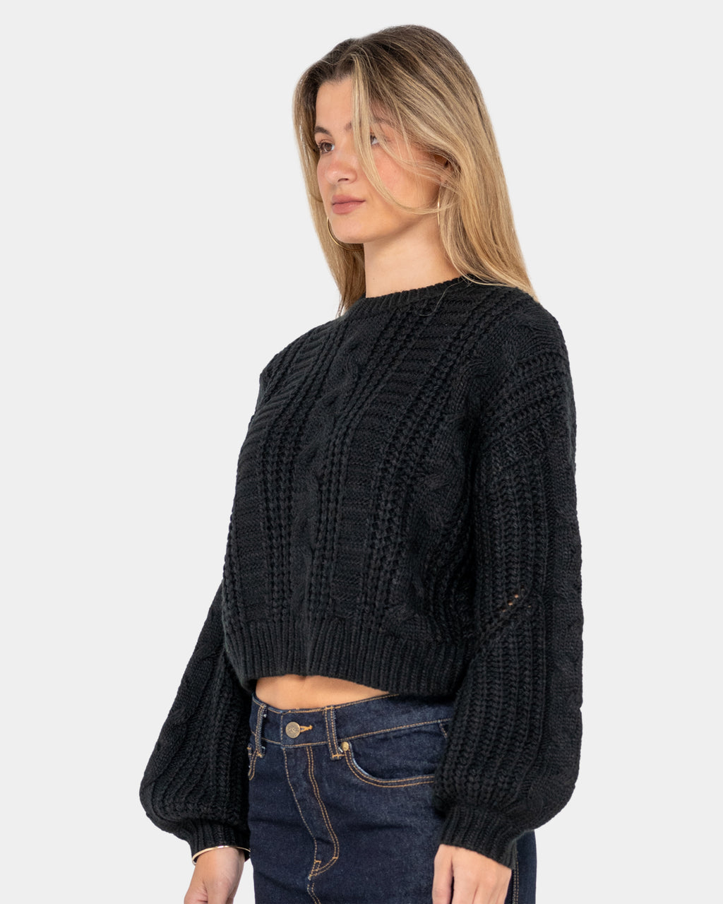 Womens Folktale Crop Chunky Knitted Sweatshirt