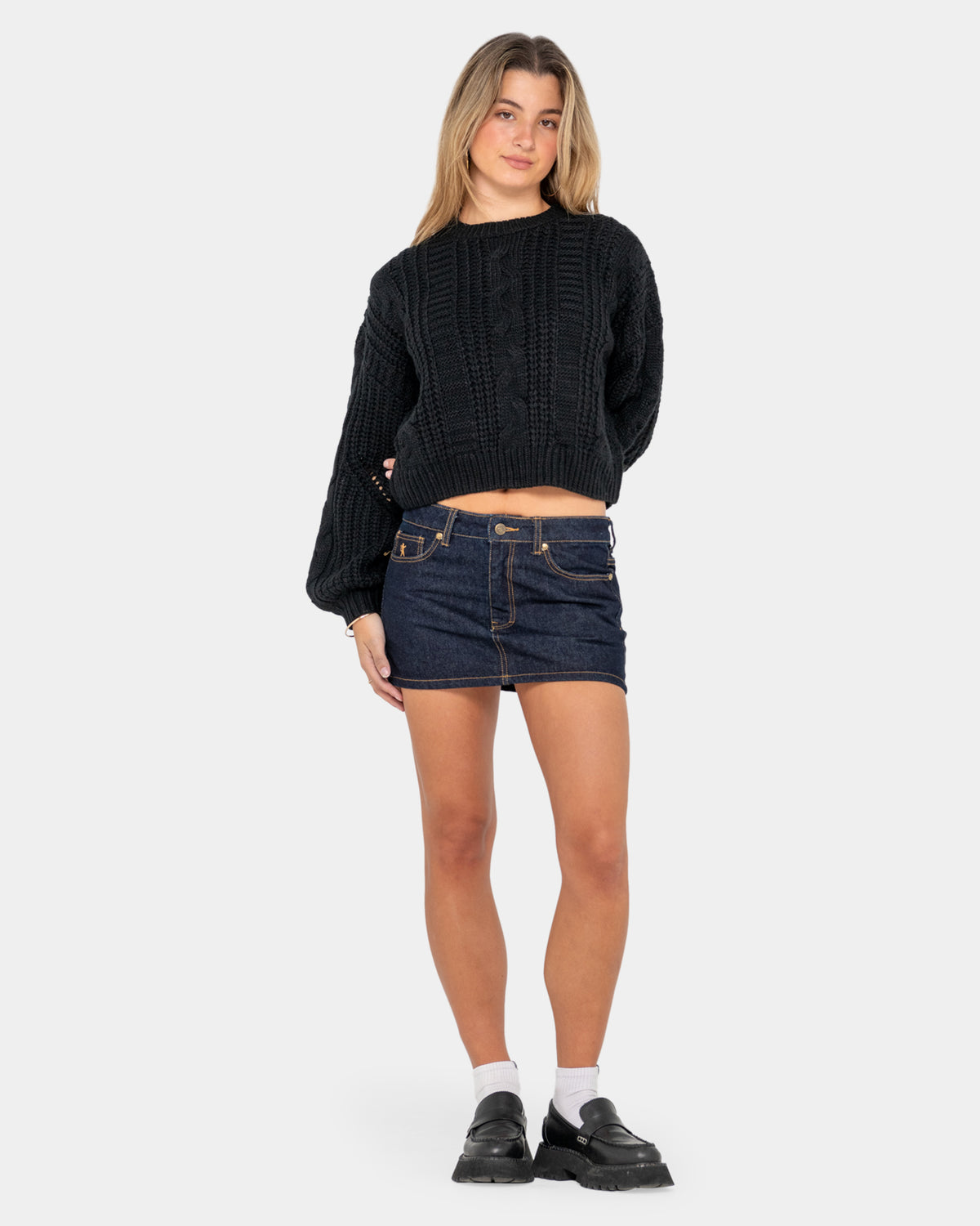 Womens Folktale Crop Chunky Knitted Sweatshirt