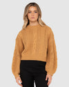 WOMENS FOLKTALE CROP CHUNKY KNIT TOP