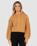 WOMENS FOLKTALE CROP CHUNKY KNIT JUMPER