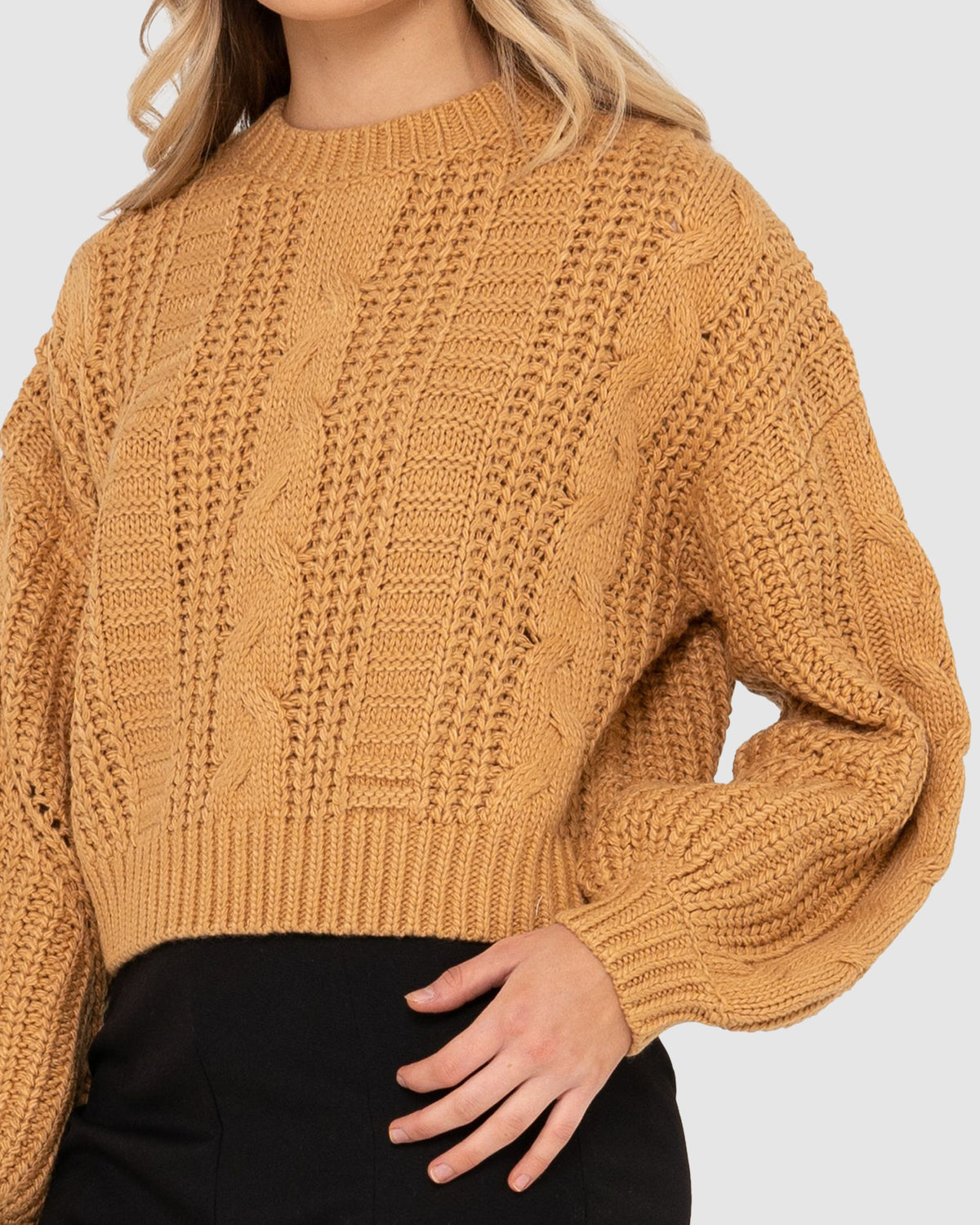 WOMENS FOLKTALE CROP CHUNKY KNIT JUMPER