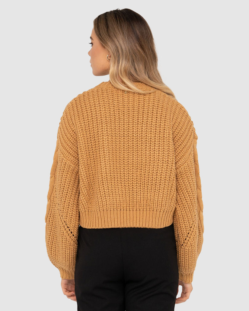 WOMENS FOLKTALE CROP CHUNKY KNIT TOP