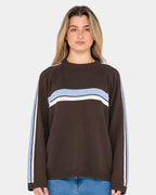 Womens White Lines Crew Neck