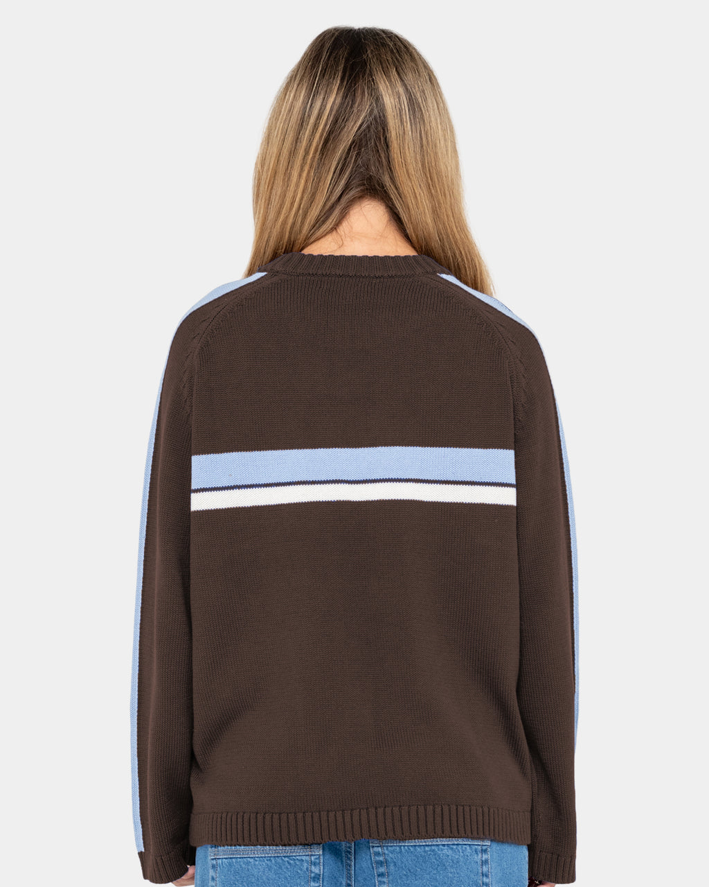 Womens White Lines Crew Neck