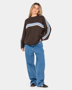 Womens White Lines Crew Neck