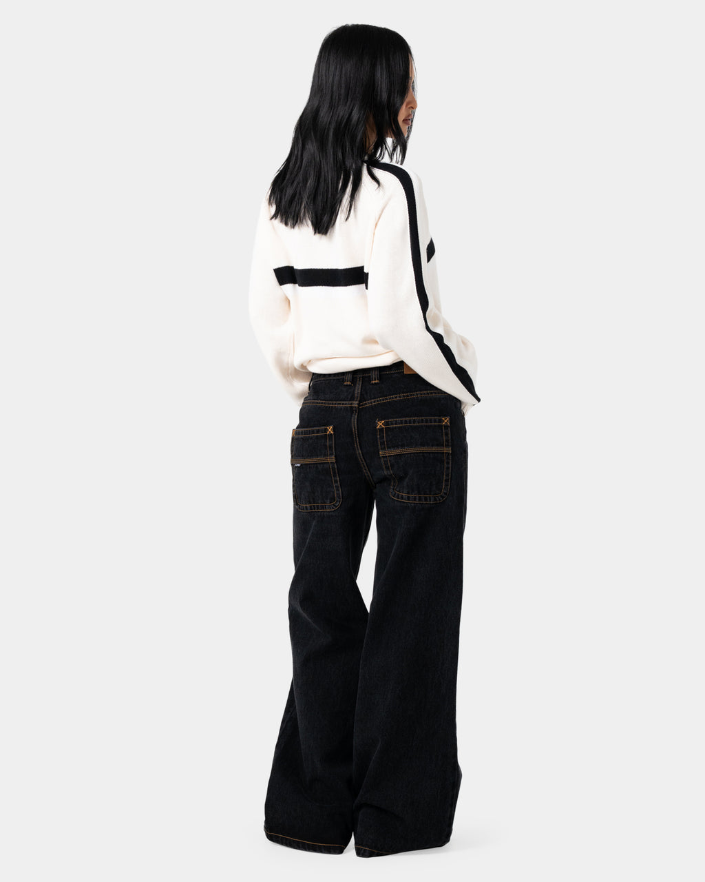 Womens White Lines Crew Neck