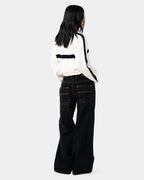 Womens White Lines Crew Neck