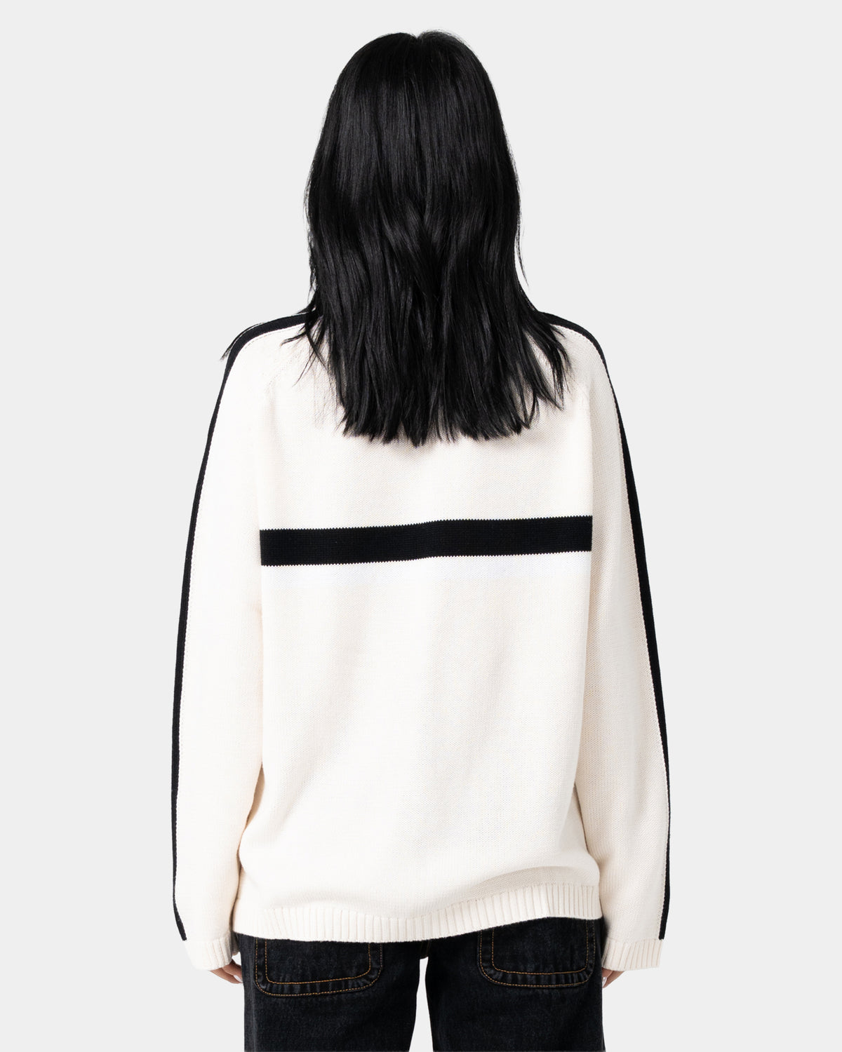Womens White Lines Crew Neck