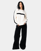 Womens White Lines Crew Neck