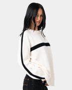 Womens White Lines Crew Neck