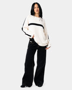 Womens White Lines Crew Neck