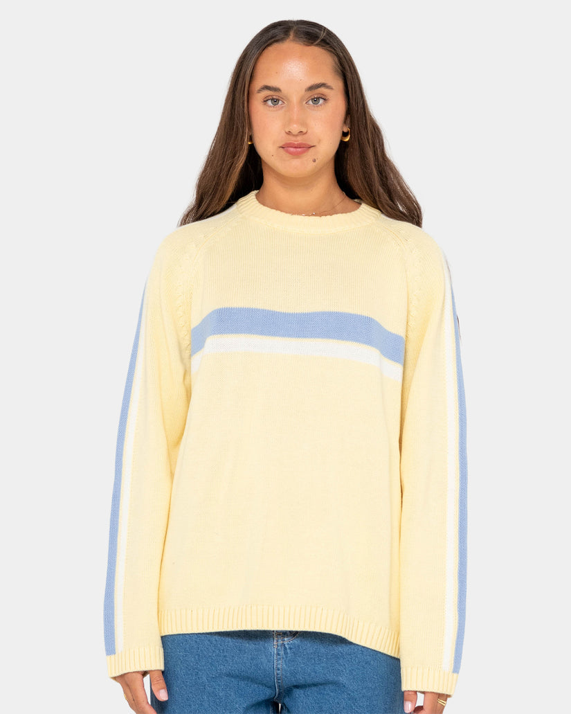 Womens White Lines Crew Neck