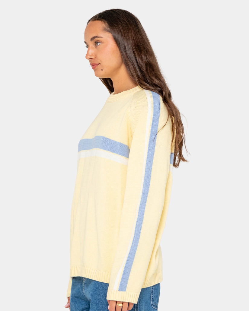 Womens White Lines Crew Neck