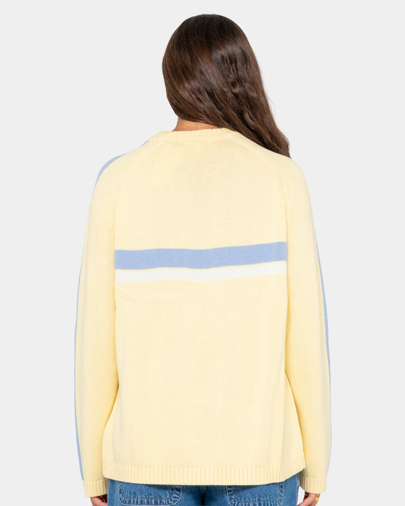 Womens White Lines Crew Neck