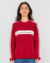 Womens White Lines Crew Neck