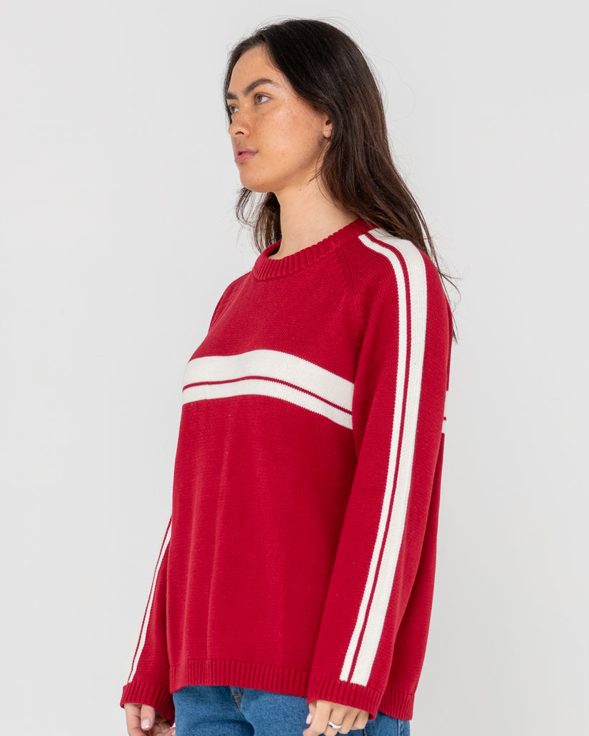 Womens White Lines Crew Neck