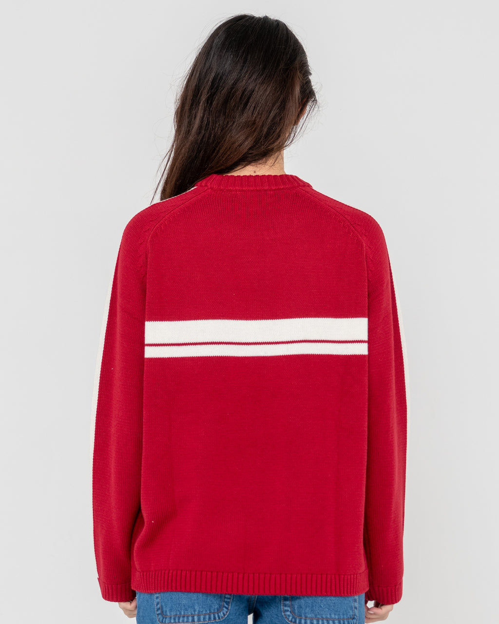 Womens White Lines Crew Neck