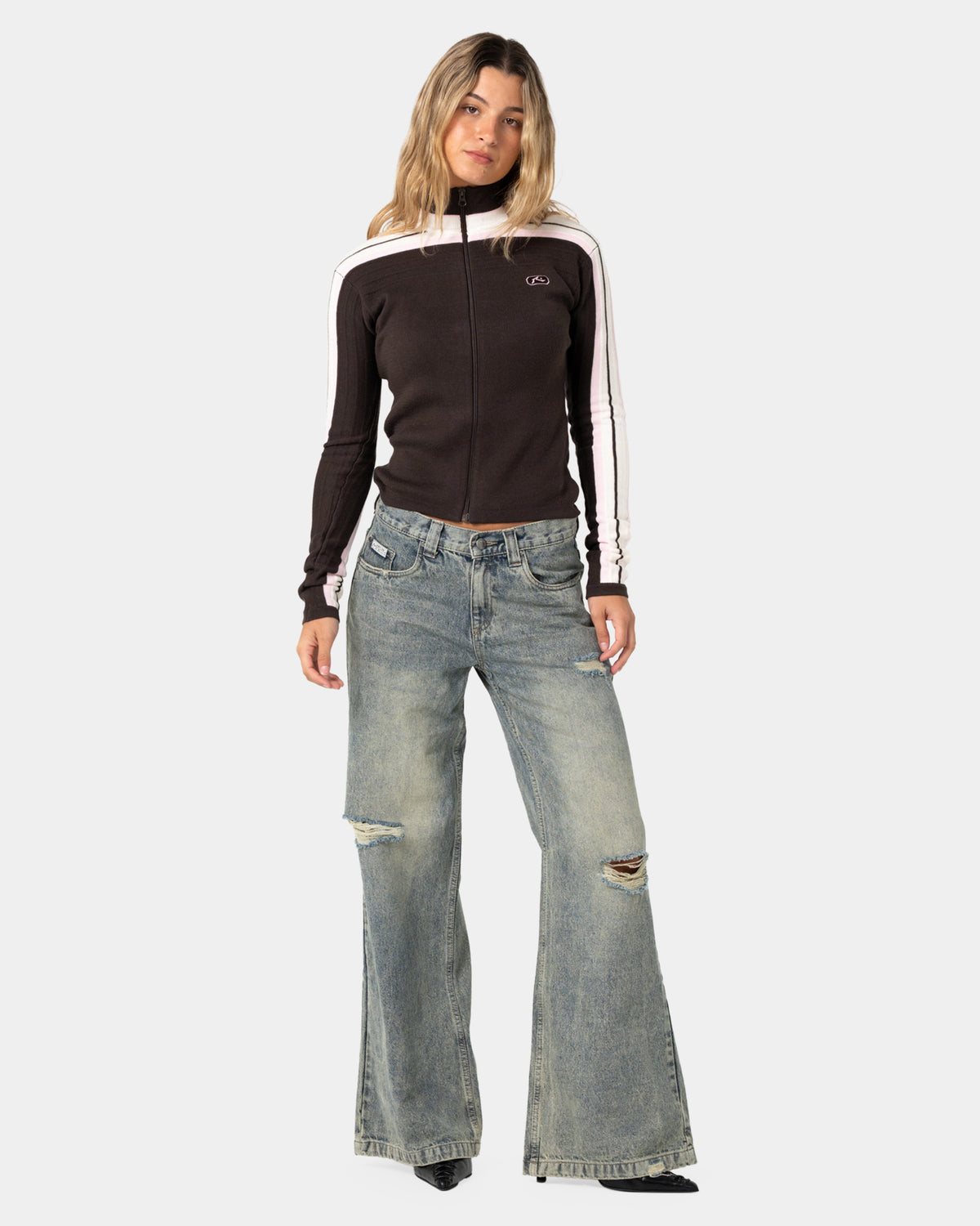 Womens Daddy Gb Zip Through Knit Jacket