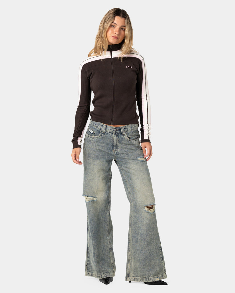 Womens Daddy Gb Zip Through Knit Jacket