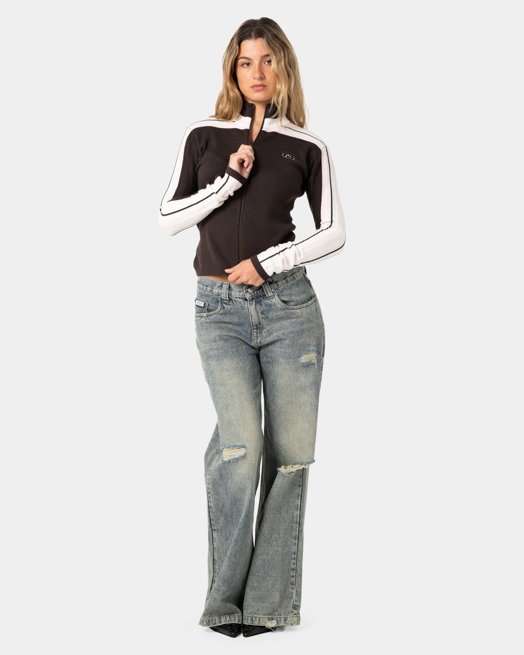 Womens Daddy Gb Zip Through Knit Jacket