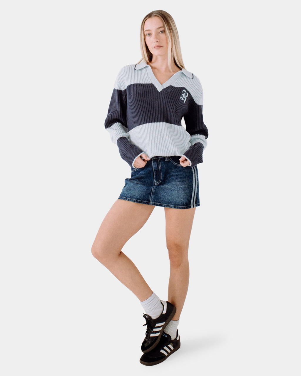 Womens Try Me Knitted Long Sleeve Rugby Shirt