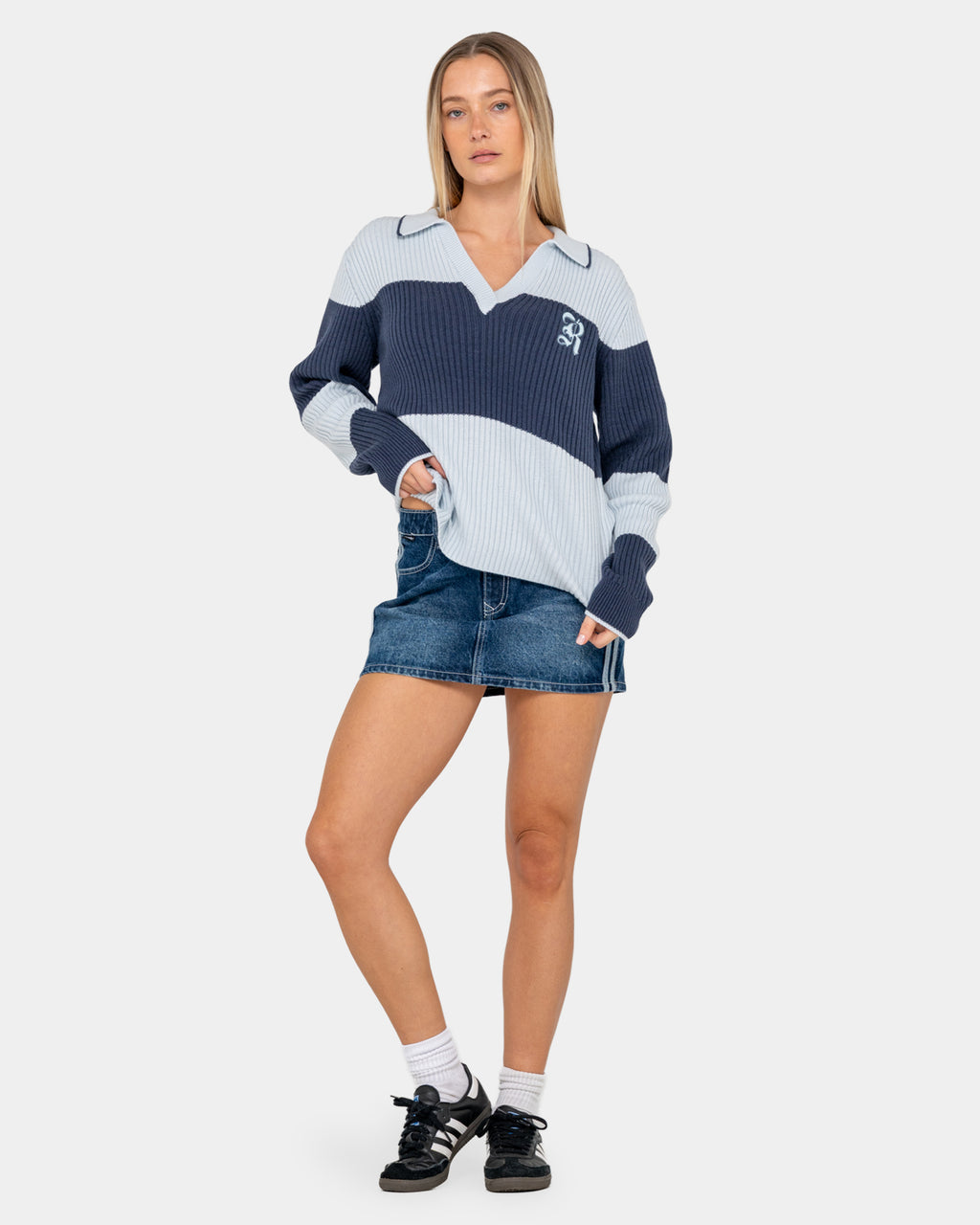 Womens Try Me Knitted Long Sleeve Rugby Shirt