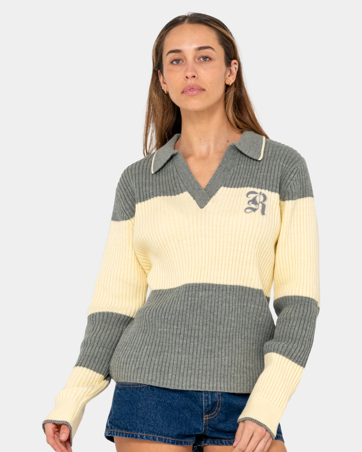 Womens Try Me Knitted Rugby Long Sleeve Shirt