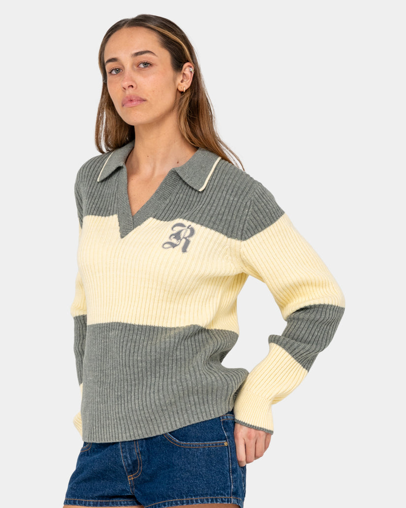 Womens Try Me Knitted Rugby Long Sleeve Shirt