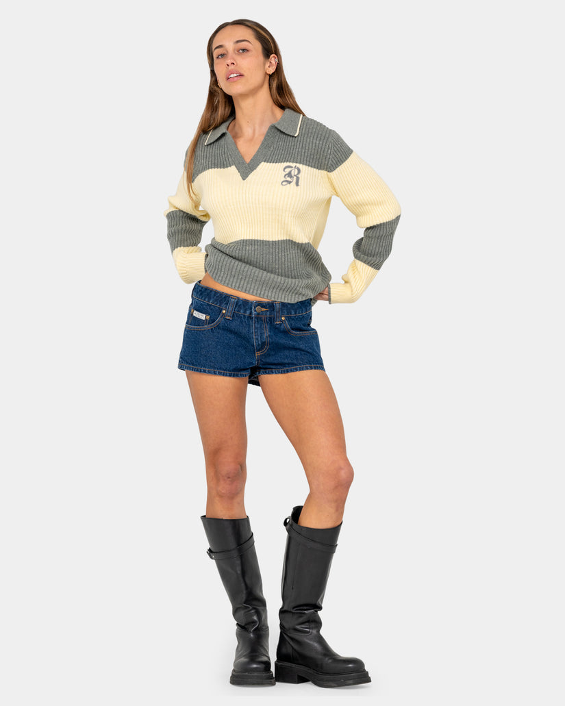 Womens Try Me Knitted Rugby Long Sleeve Shirt