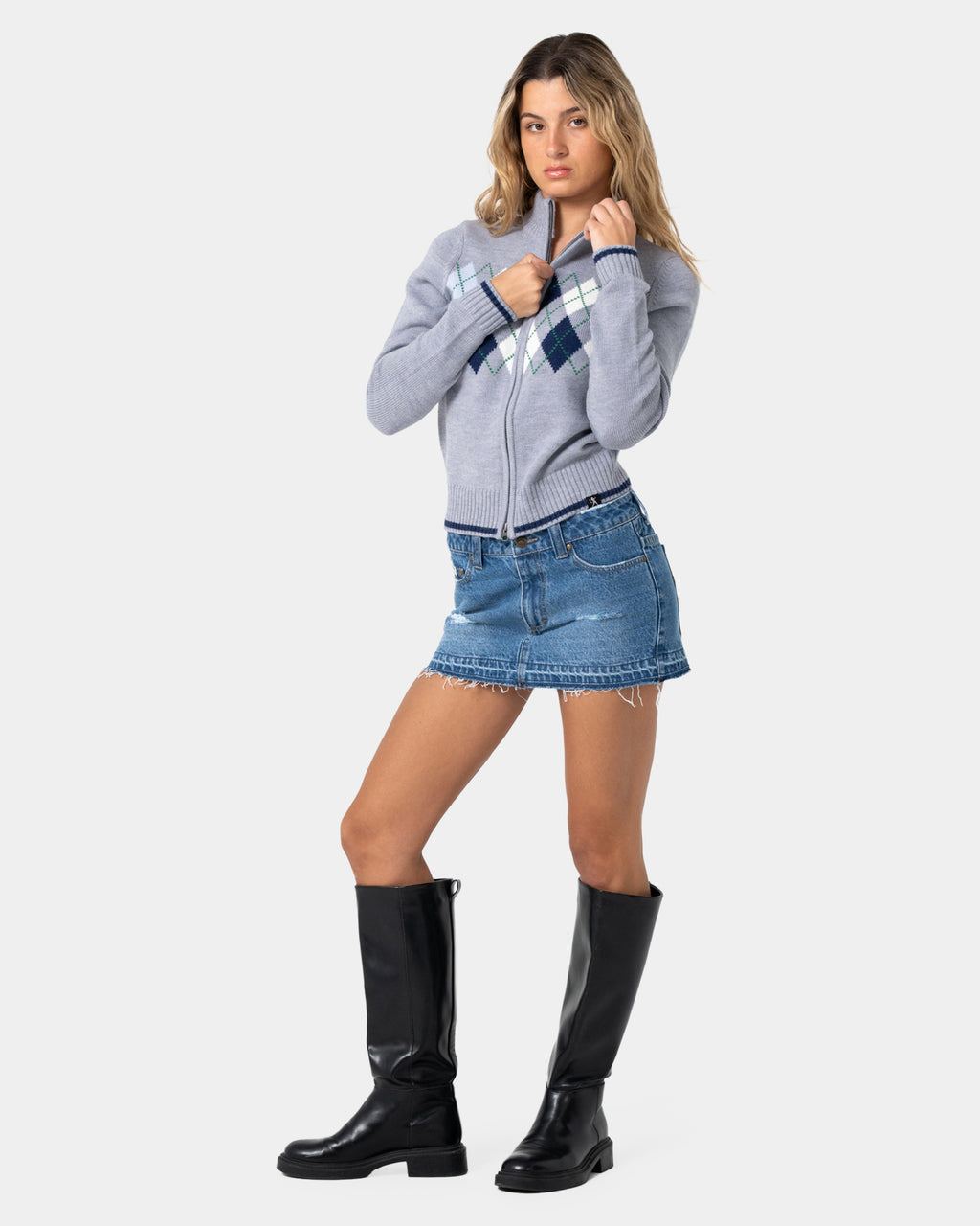 Womens Clued In Zip Through Knit Jacket
