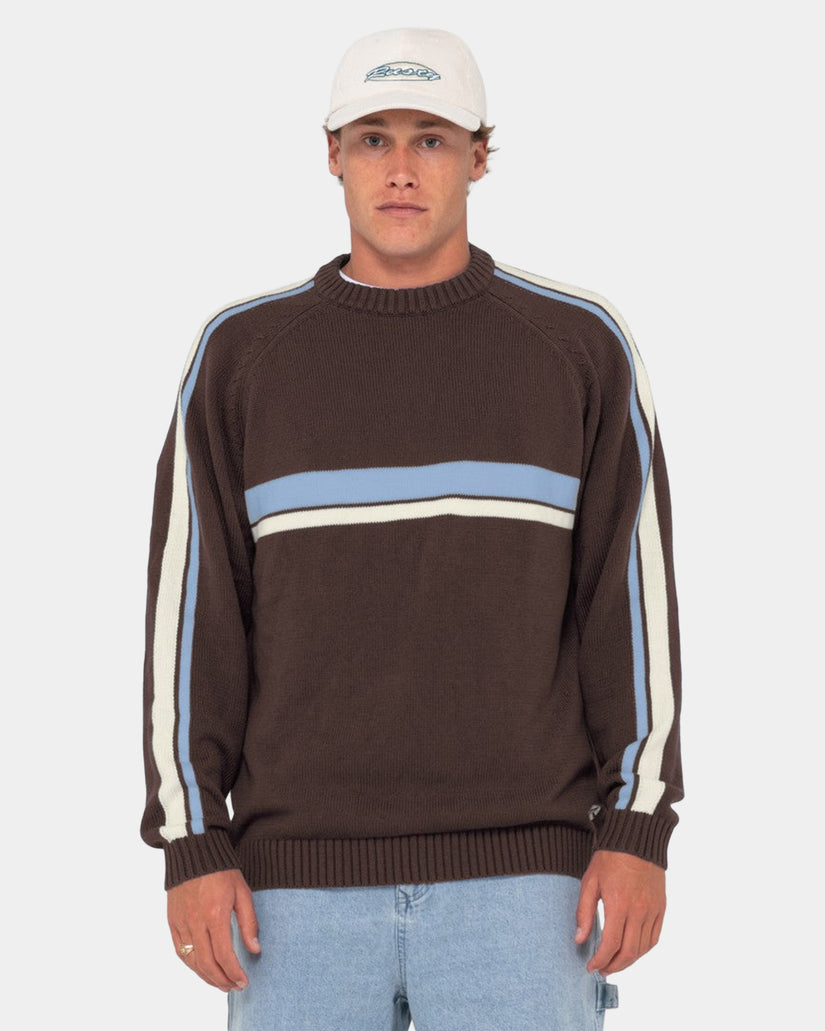 MENS WHITE LINES KNIT SWEATER
