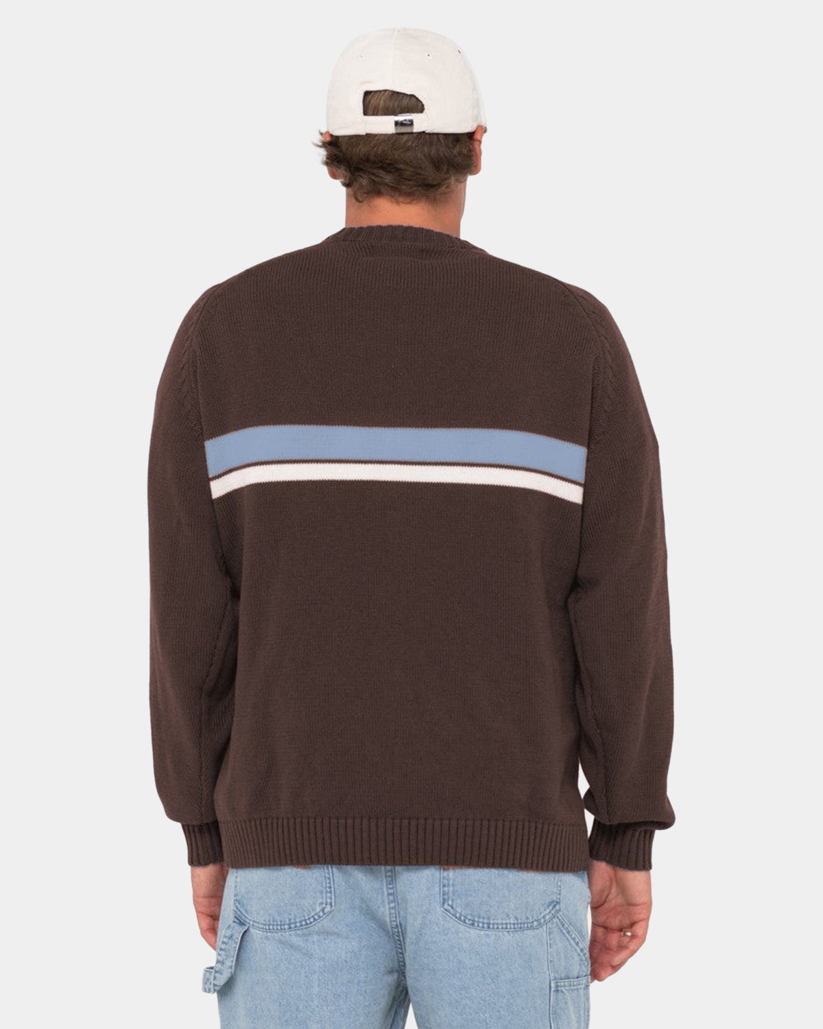 MENS WHITE LINES KNIT SWEATER