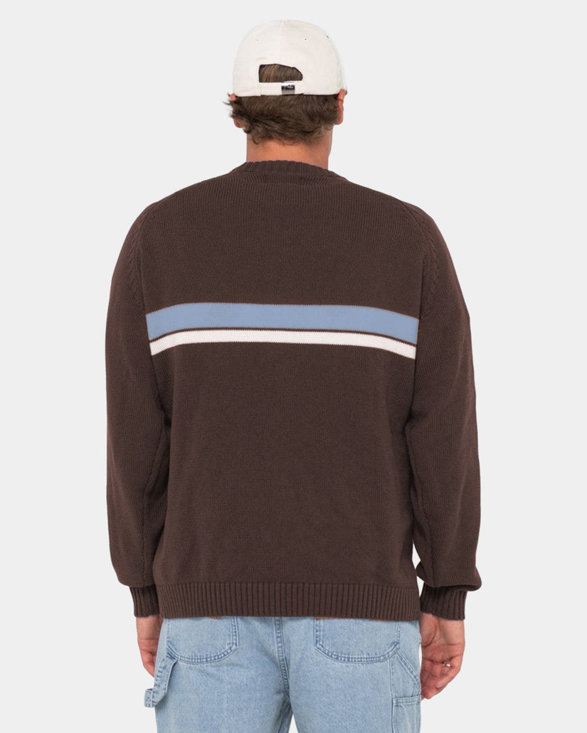 MENS WHITE LINES KNIT SWEATER