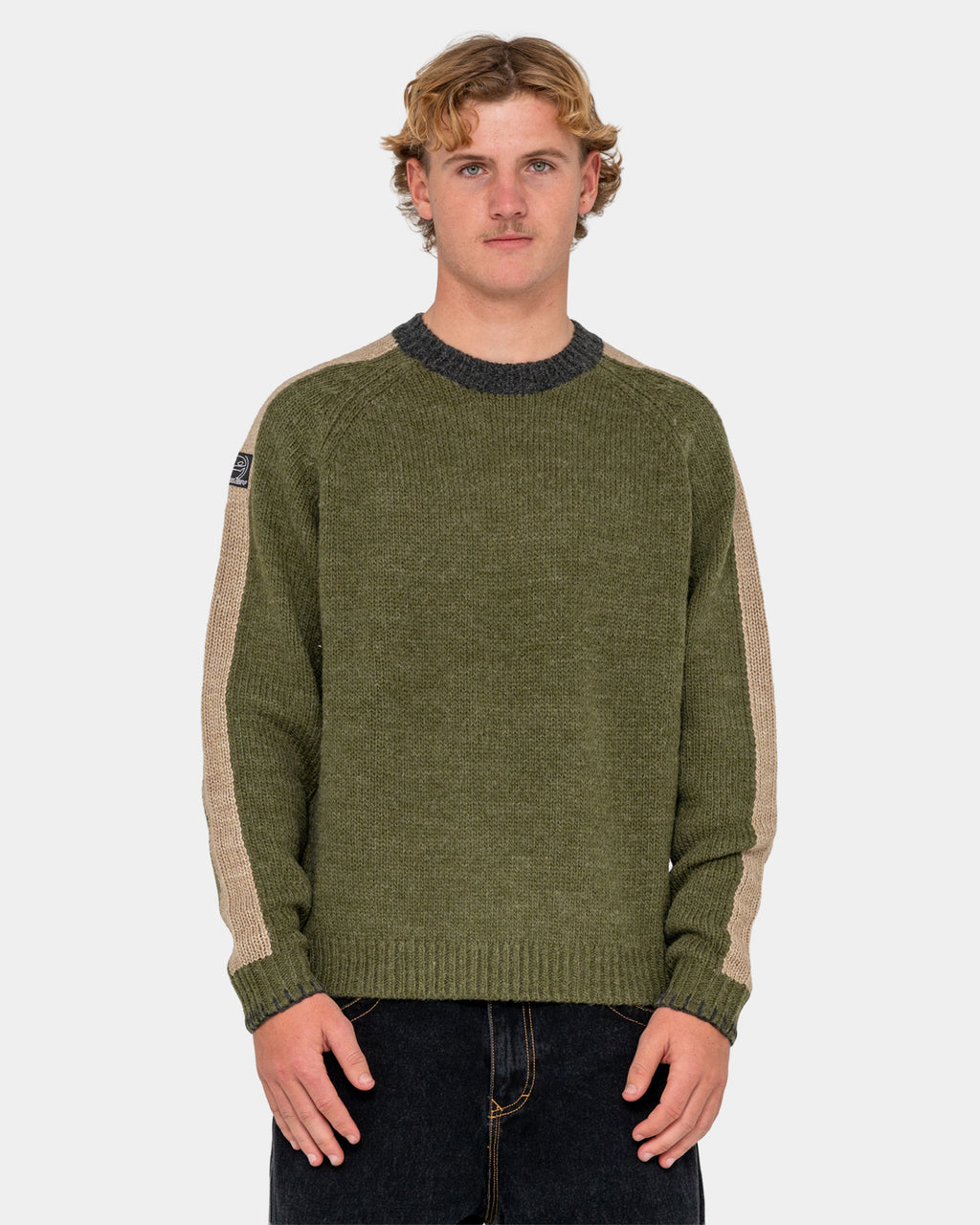 Mens Fishermans Boxy Knitted Crew Neck