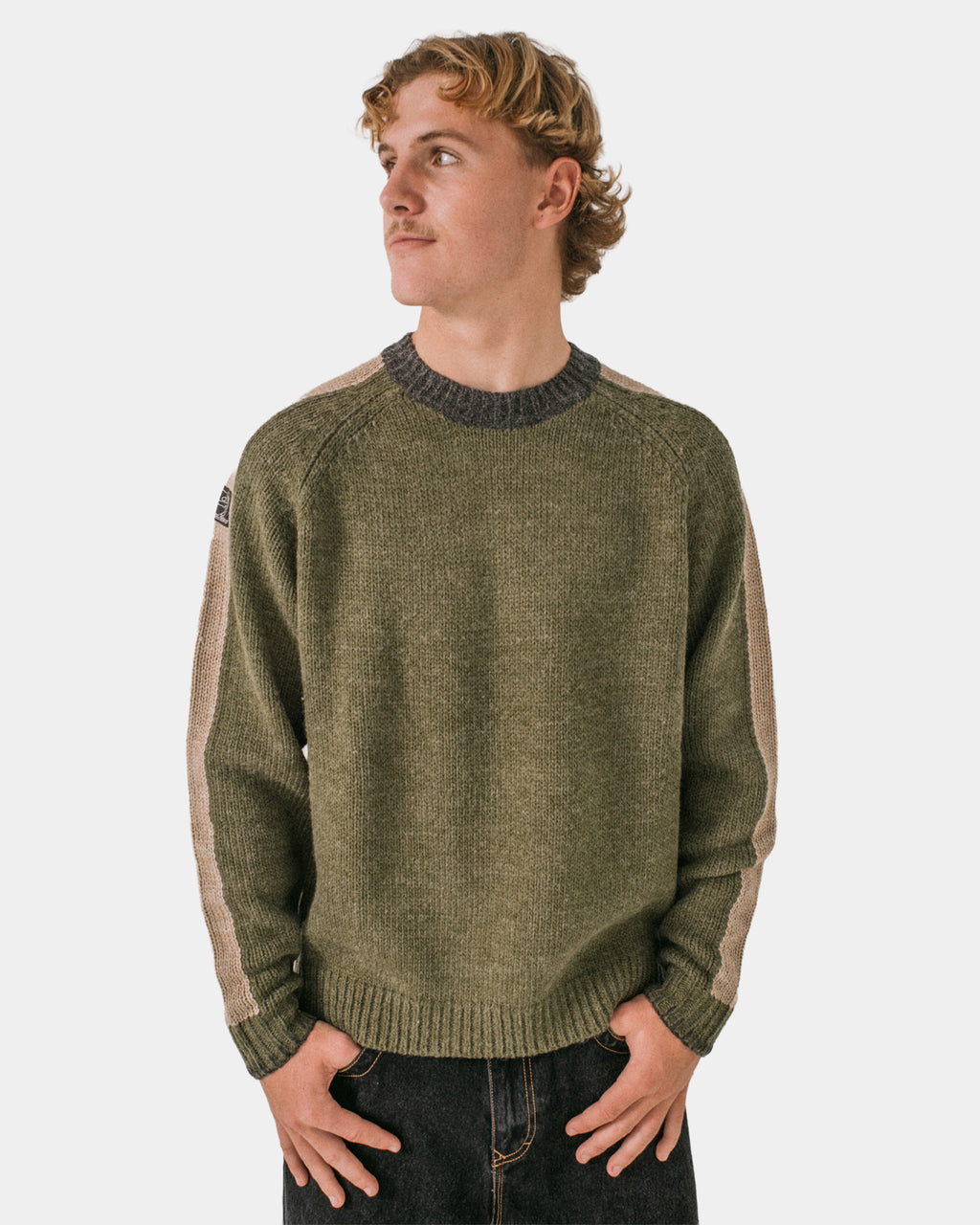 Mens Fishermans Boxy Knitted Crew Neck