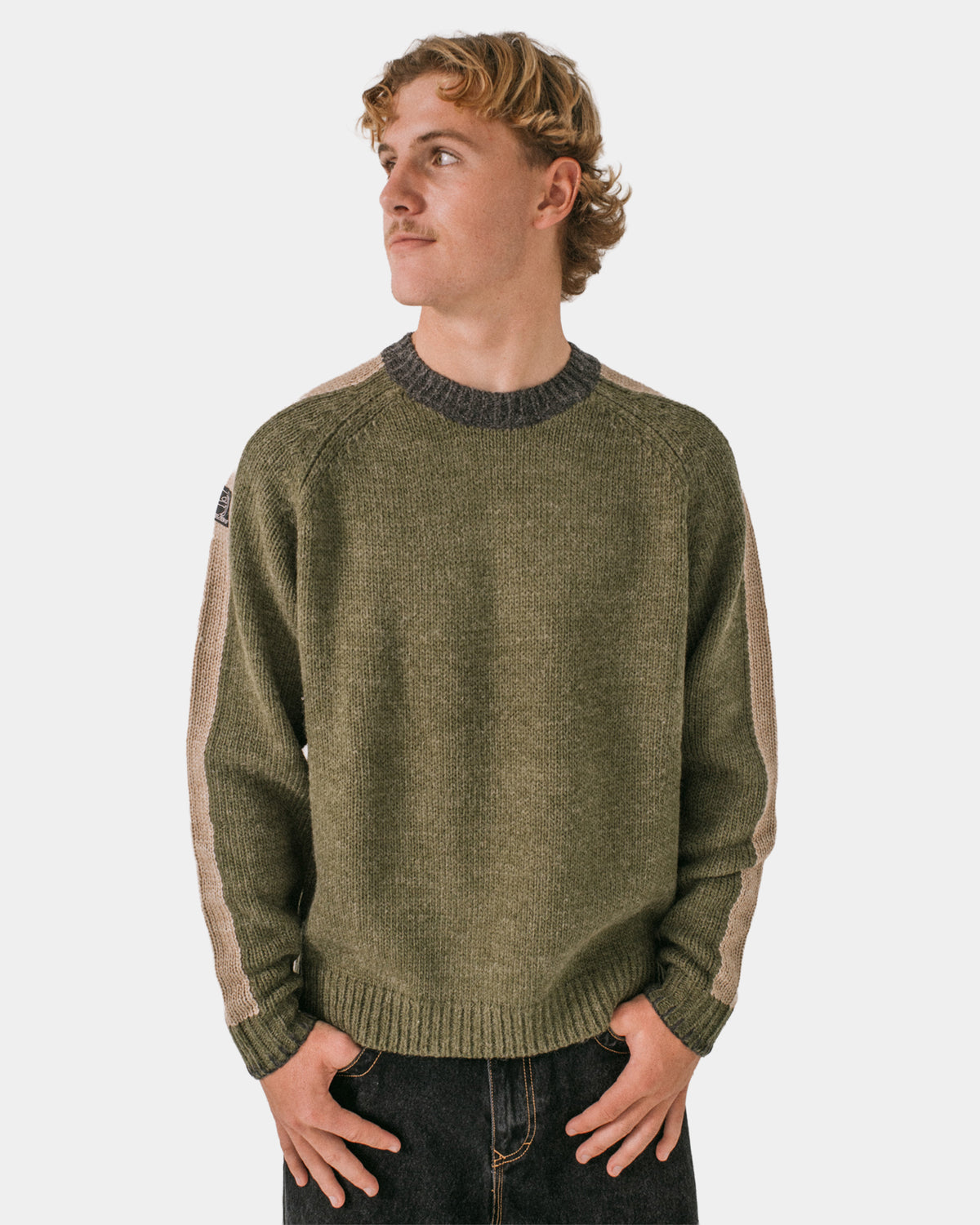 Mens Fishermans Boxy Knitted Crew Neck