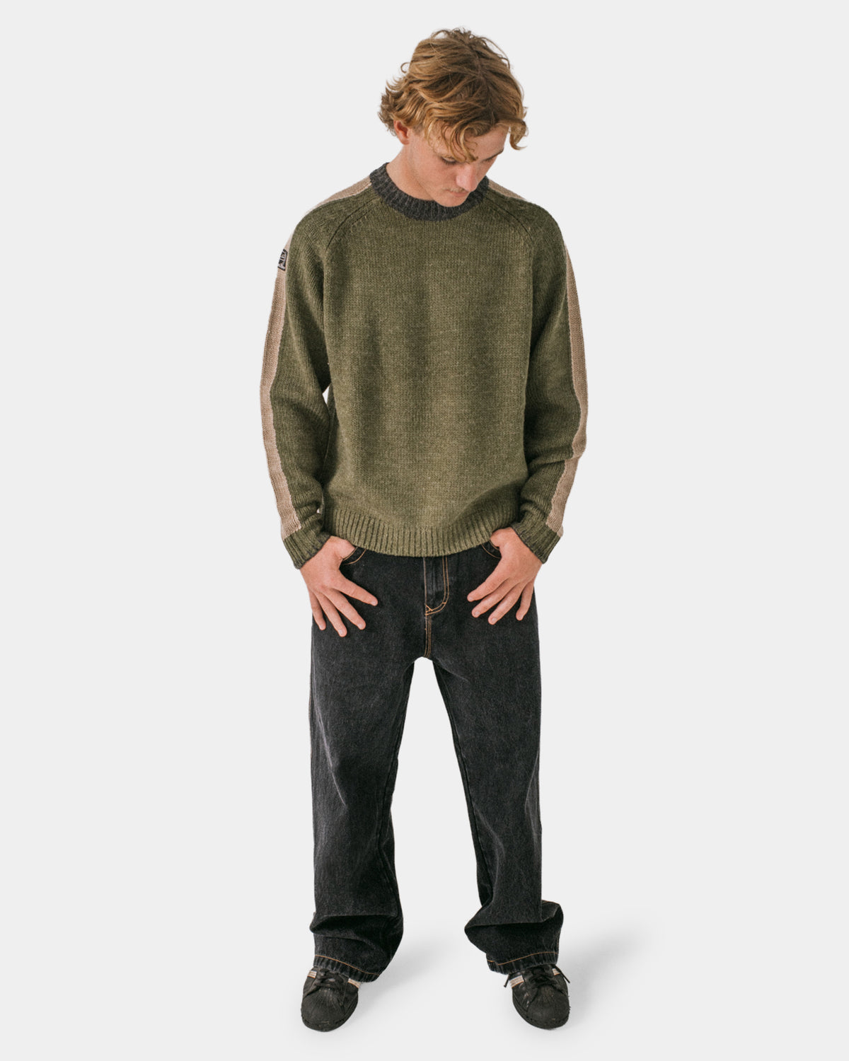 Mens Fishermans Boxy Knitted Crew Neck