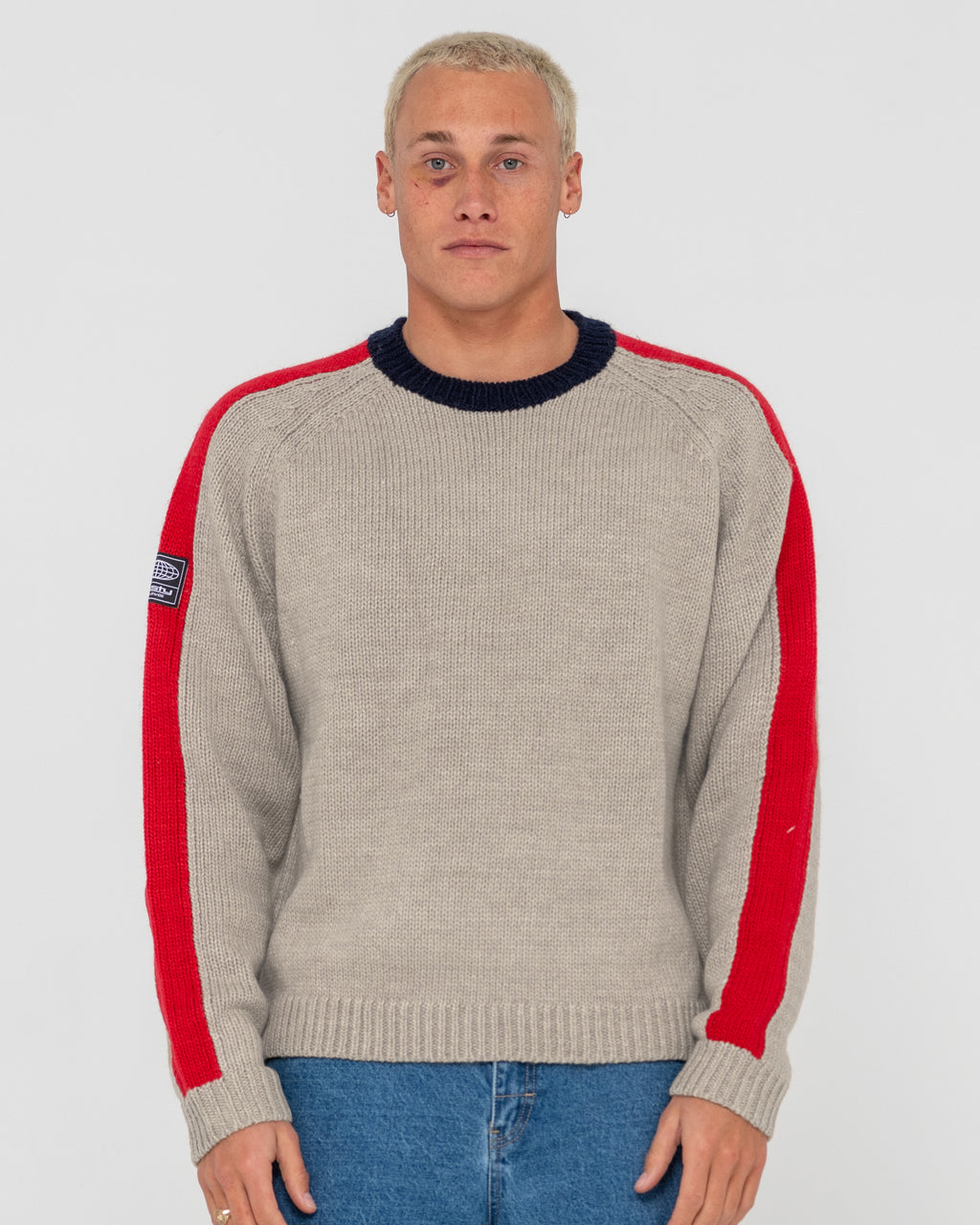 Mens Fishermans Boxy Knitted Crew Neck
