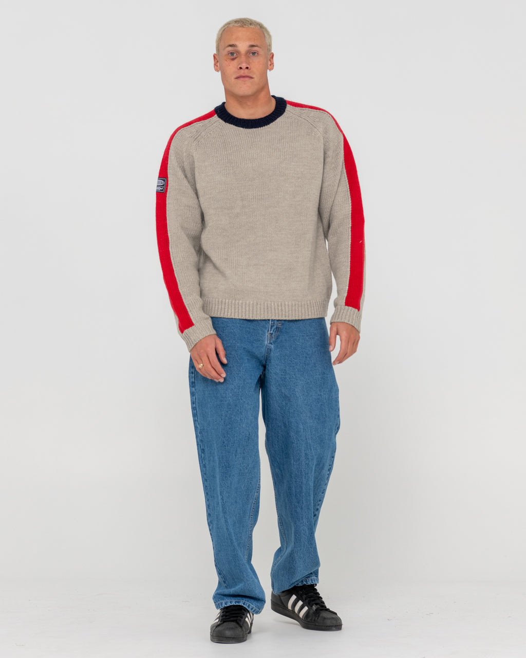 Mens Fishermans Boxy Knitted Crew Neck