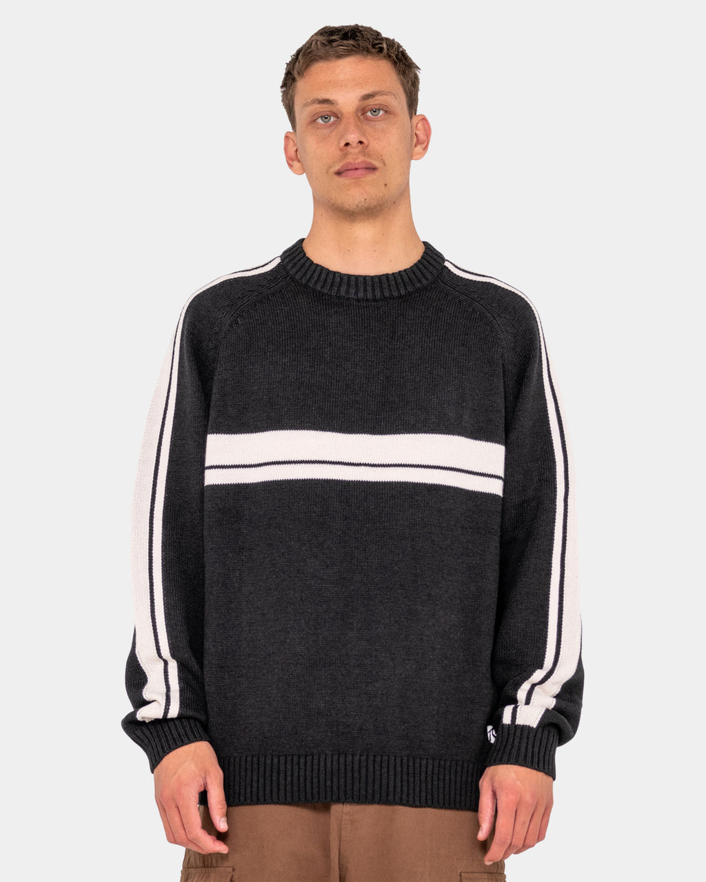 Mens White Lines 2.0 Knitted Crew Neck