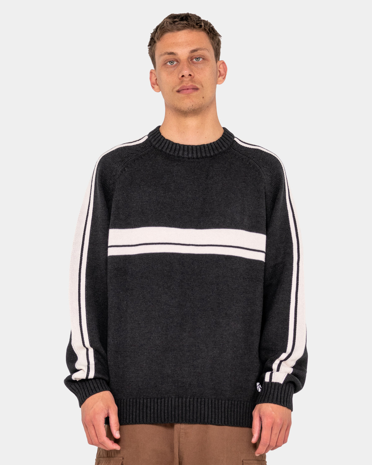 Mens White Lines 2.0 Knitted Crew Neck