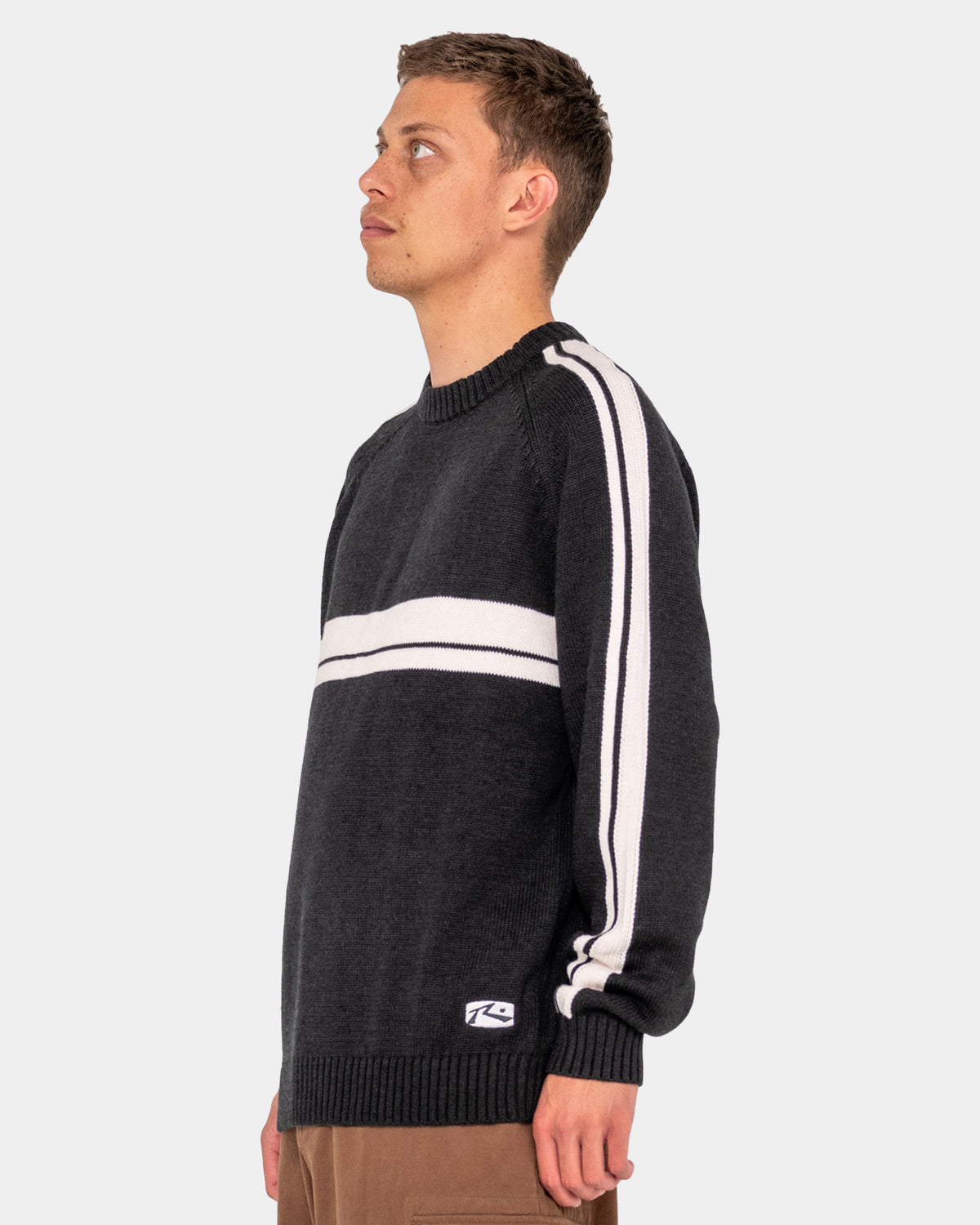 Mens White Lines 2.0 Knitted Crew Neck