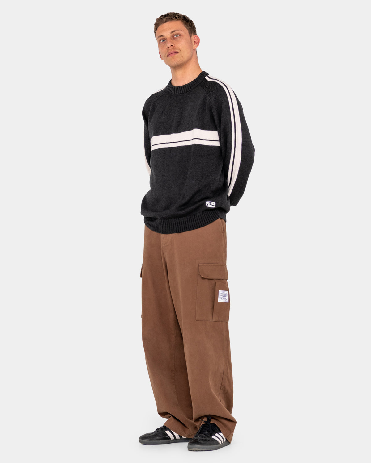 Mens White Lines 2.0 Knitted Crew Neck