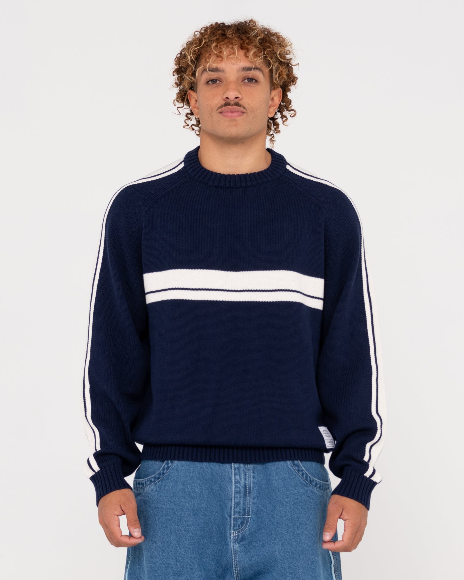 Mens White Lines 2.0 Crew Neck Mens White Lines 2.0 Crew Neck